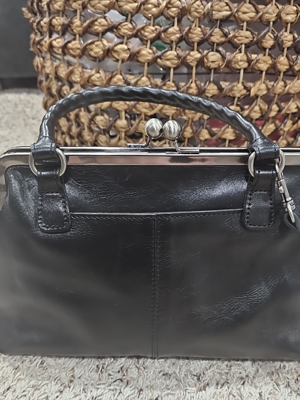 Patricia Nash Purse Sofia Kiss Lock Leather Large Clutch Satchel Shoulder Bag - Picture 8 of 10